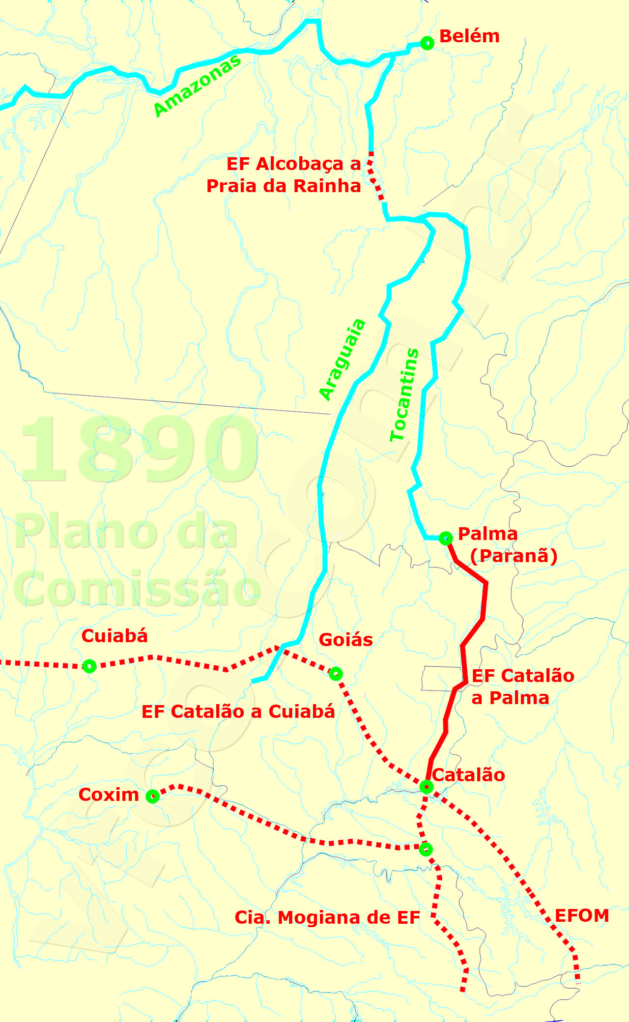Estrada de Ferro de Catalão a Palma (Paranã) no Plano ferroviário do início da República