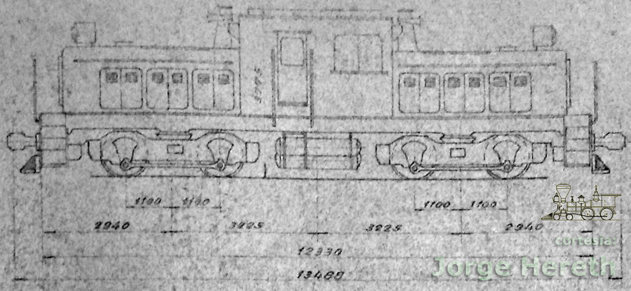 Desenho e medidas das locomotivas Krupp diesel-hidráulicas da EFS - Estrada de Ferro Sorocabana