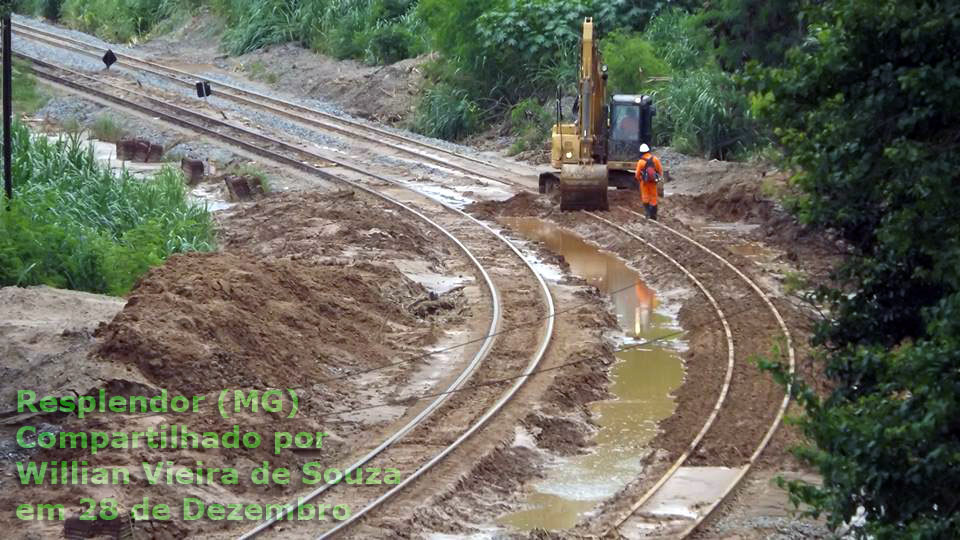 Recuperação da ferrovia Vitória-Minas nas proximidades de Resplendor (MG)