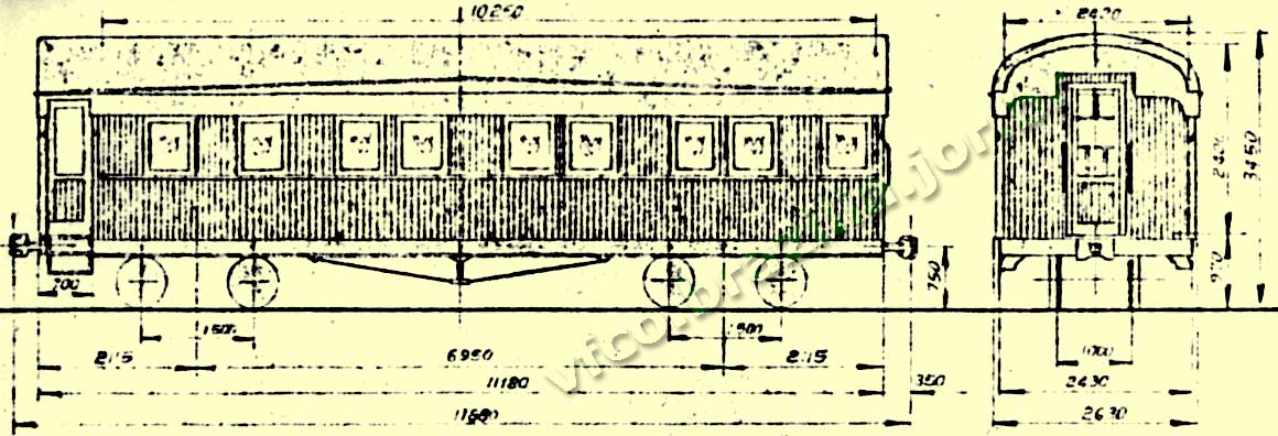 Planta do vagão Pagador em madeira AP-51 da EFVM - desenho e medidas