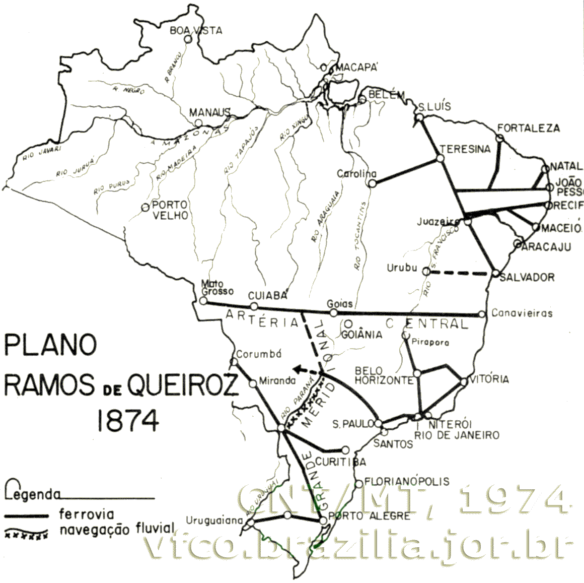 Ferrovias do primeiro plano proposto por Ramos de Queiroz
