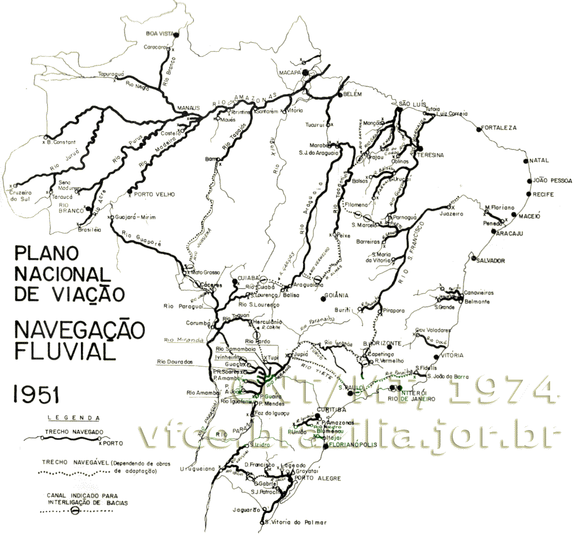 Hidrovias do Plano Nacional de Viação de 1951