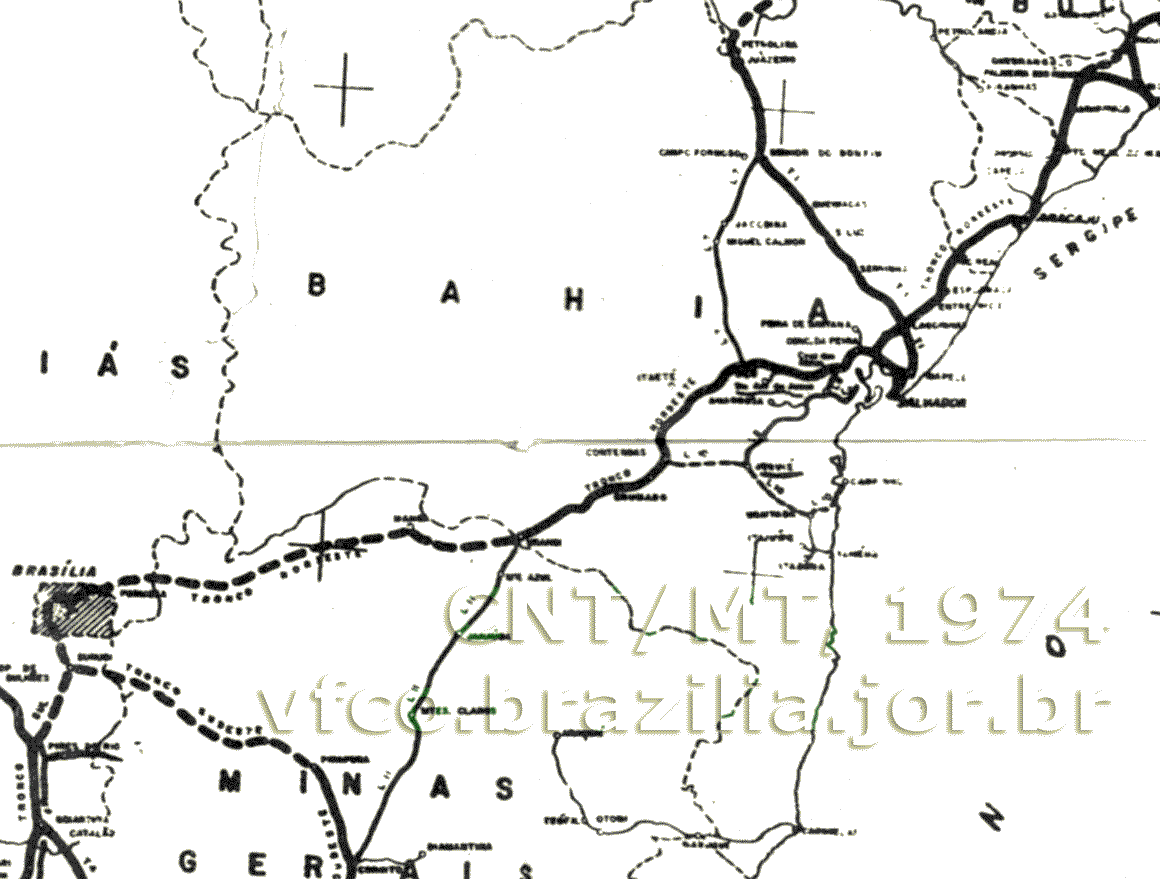 Ferrovias do Plano Nacional de Viação - 1964 na região Leste do Brasil