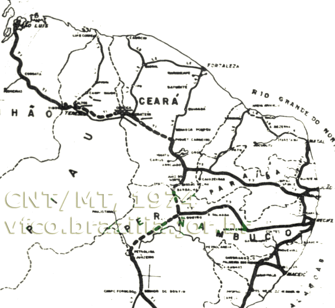Ferrovias do Plano Nacional de Viação - 1964 no Nordeste