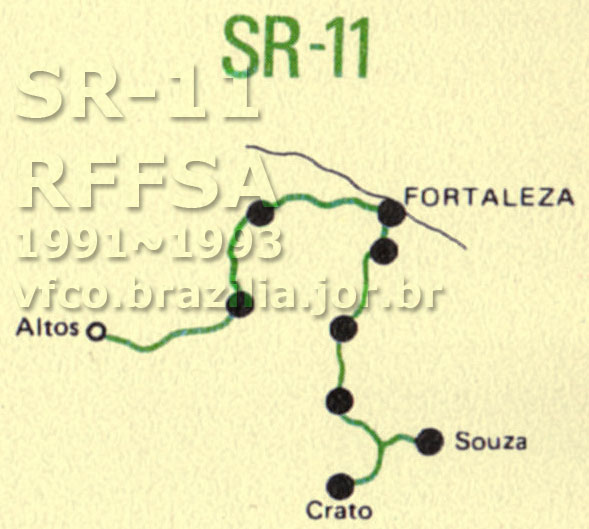 Abrangência e mapa dos trilhos da SR-11 Fortaleza da RFFSA em 1991