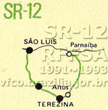 Abrangência e mapa dos trilhos da SR-12 São Luís da RFFSA em 1991