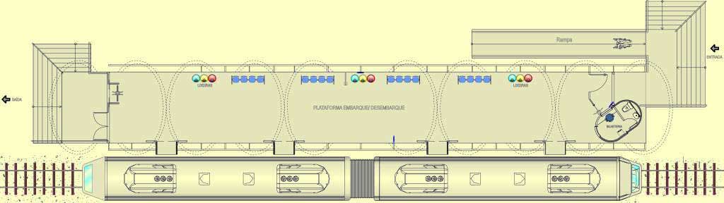 Desenho em planta-baixa de uma estação ou plataforma de embarque / desembarque do Trem do Cariri