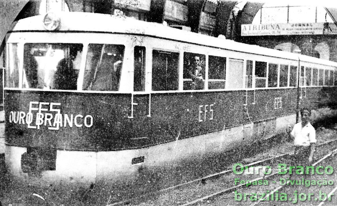 O trem ‘Ouro Branco’ em antiga publicação da Sorocabana. Foto reprodução: Fepasa