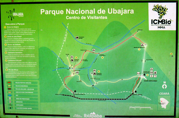 Vista geral do mapa do Parque Nacional de Ubajara