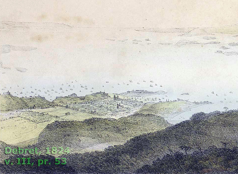 Centro do Rio de Janeiro visto do Corcovado em 1824 por Debret