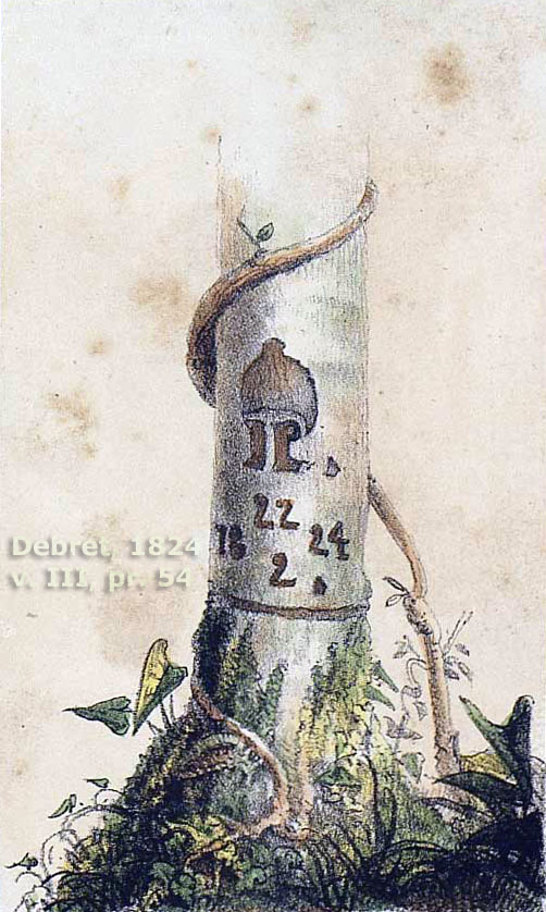 Inscrição determinada por Pedro I para marcar a conclusão do caminho aberto até o topo do Corcovado, segundo Debret (prancha 54, aquarela 8)