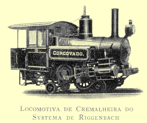 Locomotiva de cremalheira (“rack”) a vapor construída em 1888 pela Baldwin para a Estrada de Ferro do Corcovado