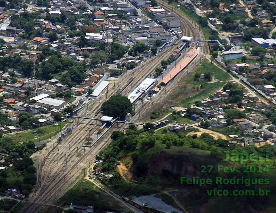 Vista aérea da estação ferroviária de Japeri em Fevereiro de 2014