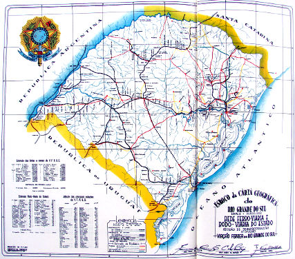 Mapa dos trilhos da VFRGS em 1942