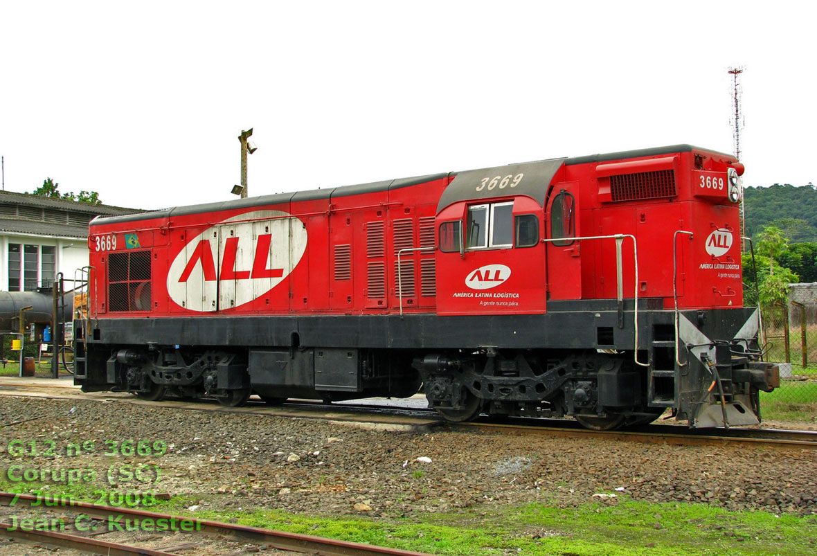 Locomotiva G12 nº 3669 da ferrovia ALL em Corupá (SC), 7 Jun. 2008, by Jean C. Kuester
