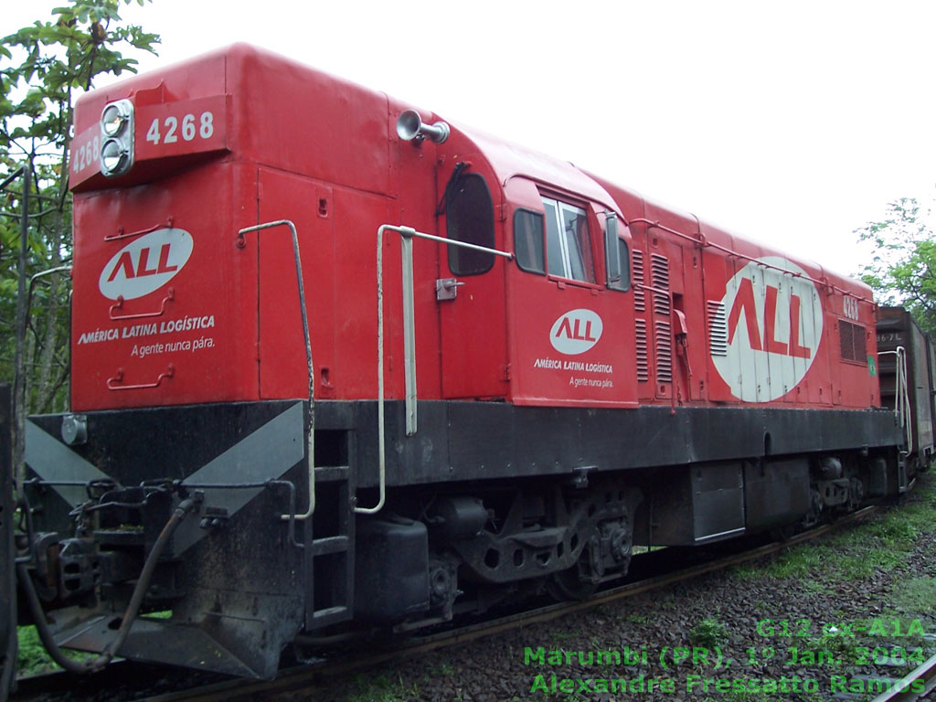 Locomotiva G12 (ex-A1A) nº 4268 da ferrovia ALL, em Marumbi (PR), 11 Nov. 2005