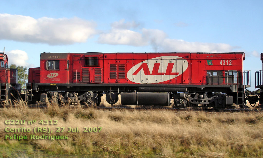 Locomotiva G22U nº 4312 da ferrovia ALL em Cerrito (RS), 2007, por Felipe Rodrigues