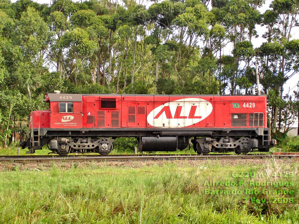 Locomotiva G22U nº 4429 da ferrovia ALL em Barra do Rio Grande (RS), 2008, por Alfredo F. Rodrigues