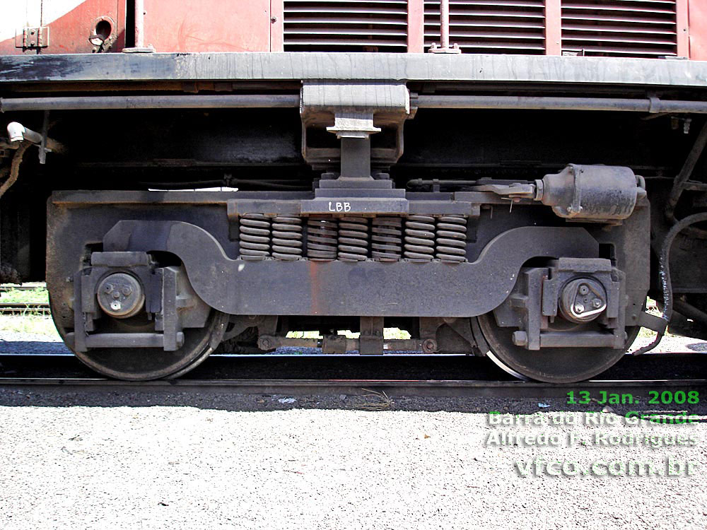 Truque da locomotiva GE U5B nº 2072 ALL na Barra do Rio Grande