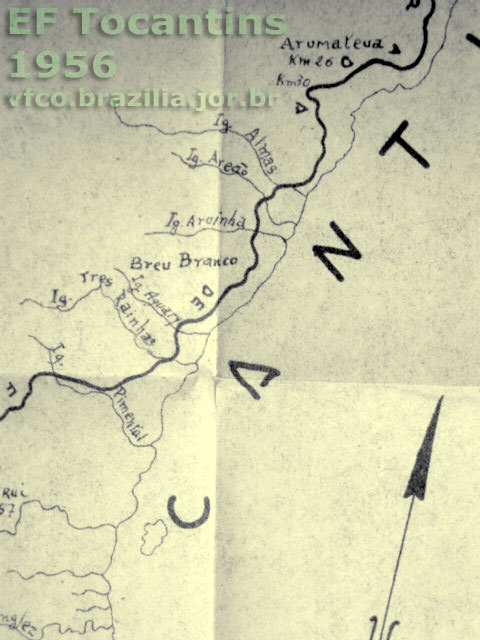 Mapa da Estrada de Ferro Tocantins - de Arumateua a Breu Branco
