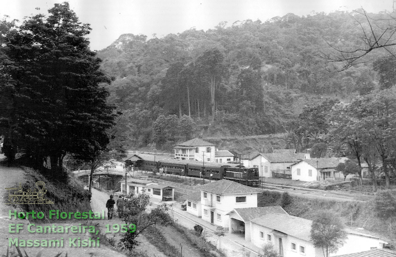 Trem da Cantareira no Horto Florestal em 1959