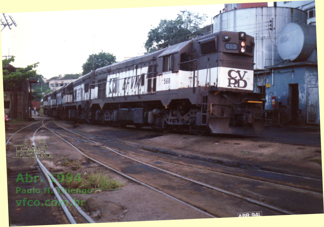Quadra de locomotivas G12 da EFVM - Estrada de Ferro Vitória a Minas manobrando no pátio ferroviário de Cachoeiro de Itapemirim