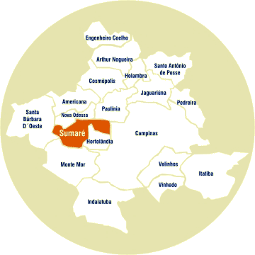 Mapa de localização do município de Sumaré na Região Metropolitana de Campinas (SP)