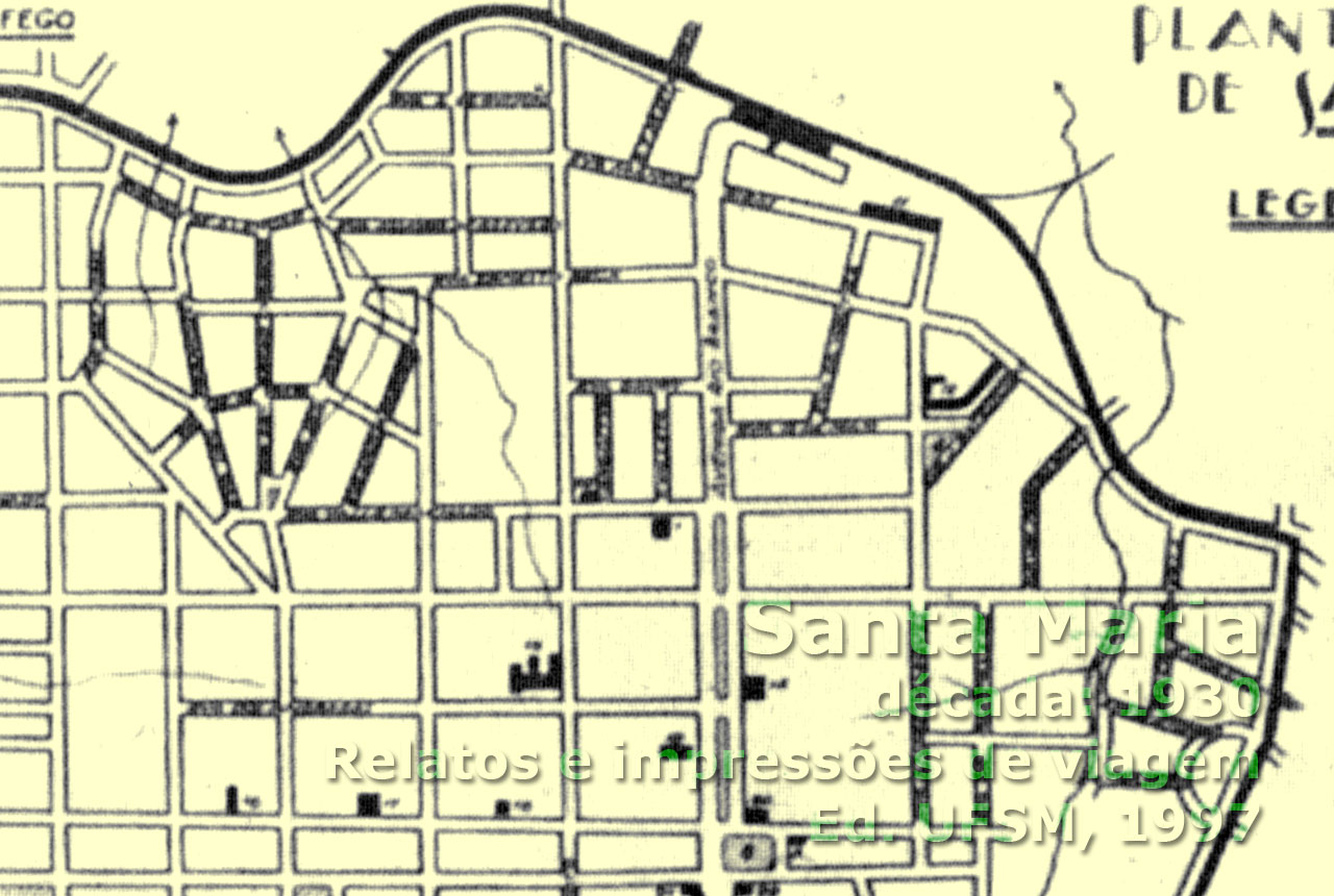 Detalhe do traçado da ferrovia na área urbana de Santa Maria (RS) na década de 1930
