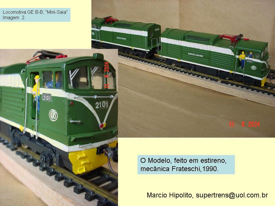 O ferreomodelo pronto da locomotiva elétrica GE "Minissaia" da Fepasa - Ferrovias Paulistas