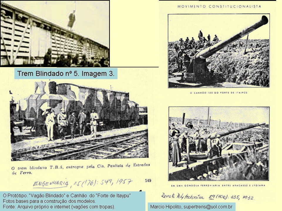 Fotos do Trem Blindado e do canhão ferroviário que serviram de base para a confecção dos ferreomodelos