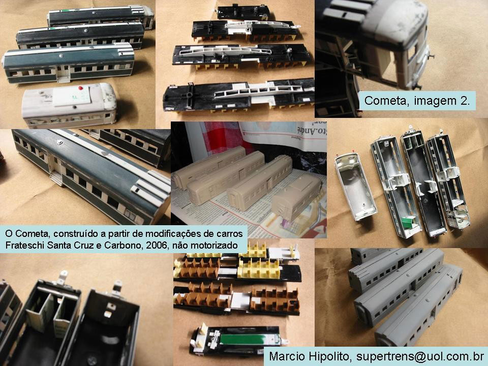 Modelos e materiais usados na confecção do ferreomodelo do trem Cometa