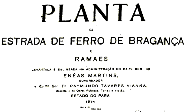 Cabeçalho do mapa de 1914 da Estrada de Ferro Bragança