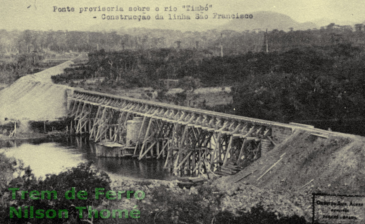 Ponte provisória  sobre o rio Timbó, na linha ferroviária de São Francisco