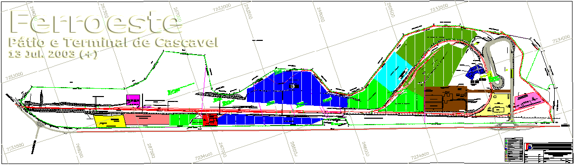 Planta dos trilhos e empresas do terminal ferroviário de Cascavel (2003)
