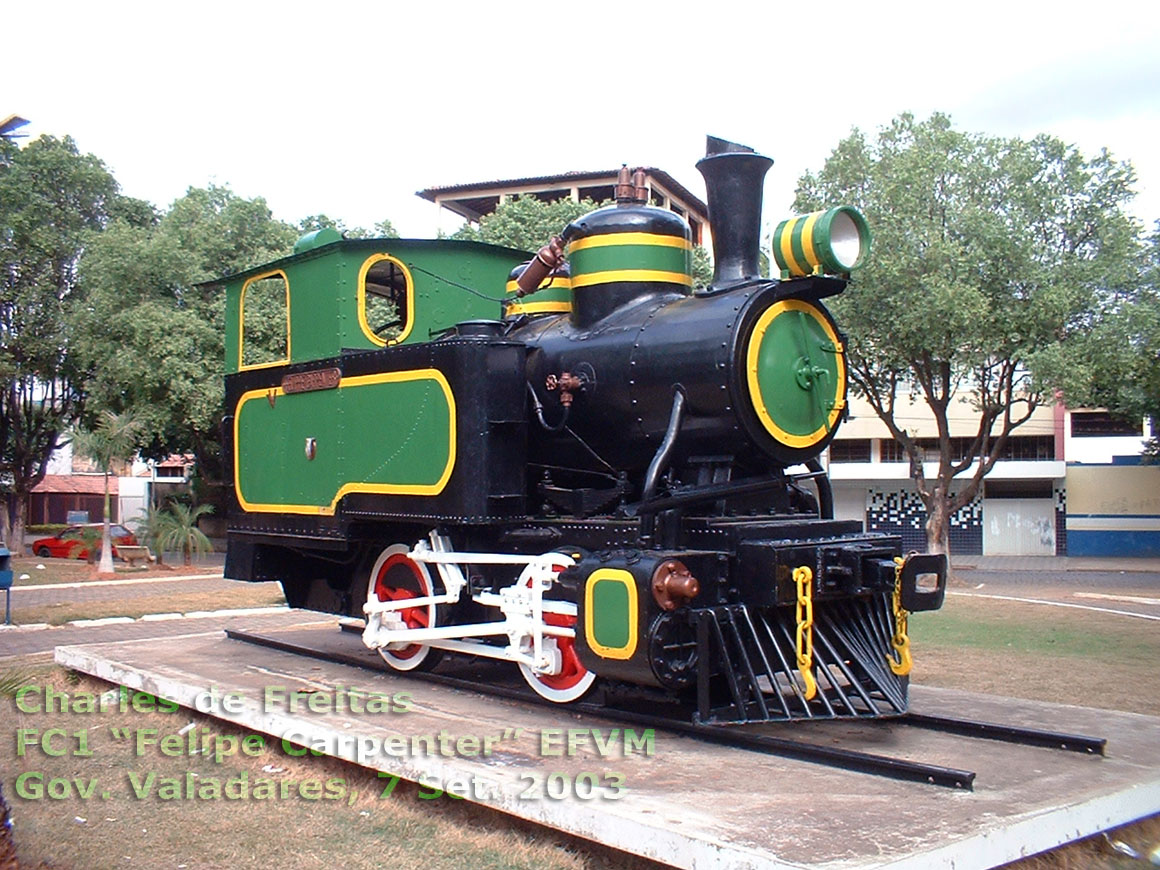 Locomotiva a vapor FC-1 da EFVM - Estrada de Ferro Vitória a Minas, em Governador Valadares