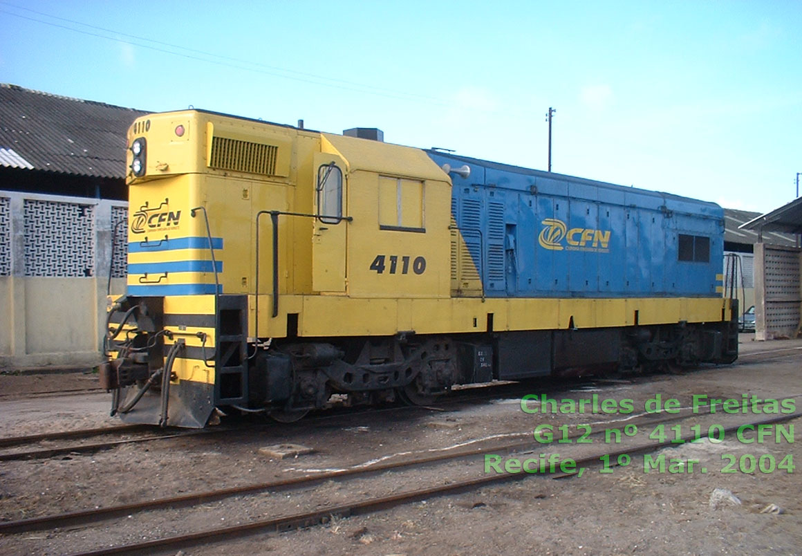 Locomotiva G12 nº 4110 na primeira pintura da CFN - Cia. Ferroviária do Nordeste