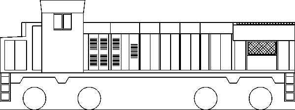 Desenho simplificado da locomotiva "Cabeçuda"
