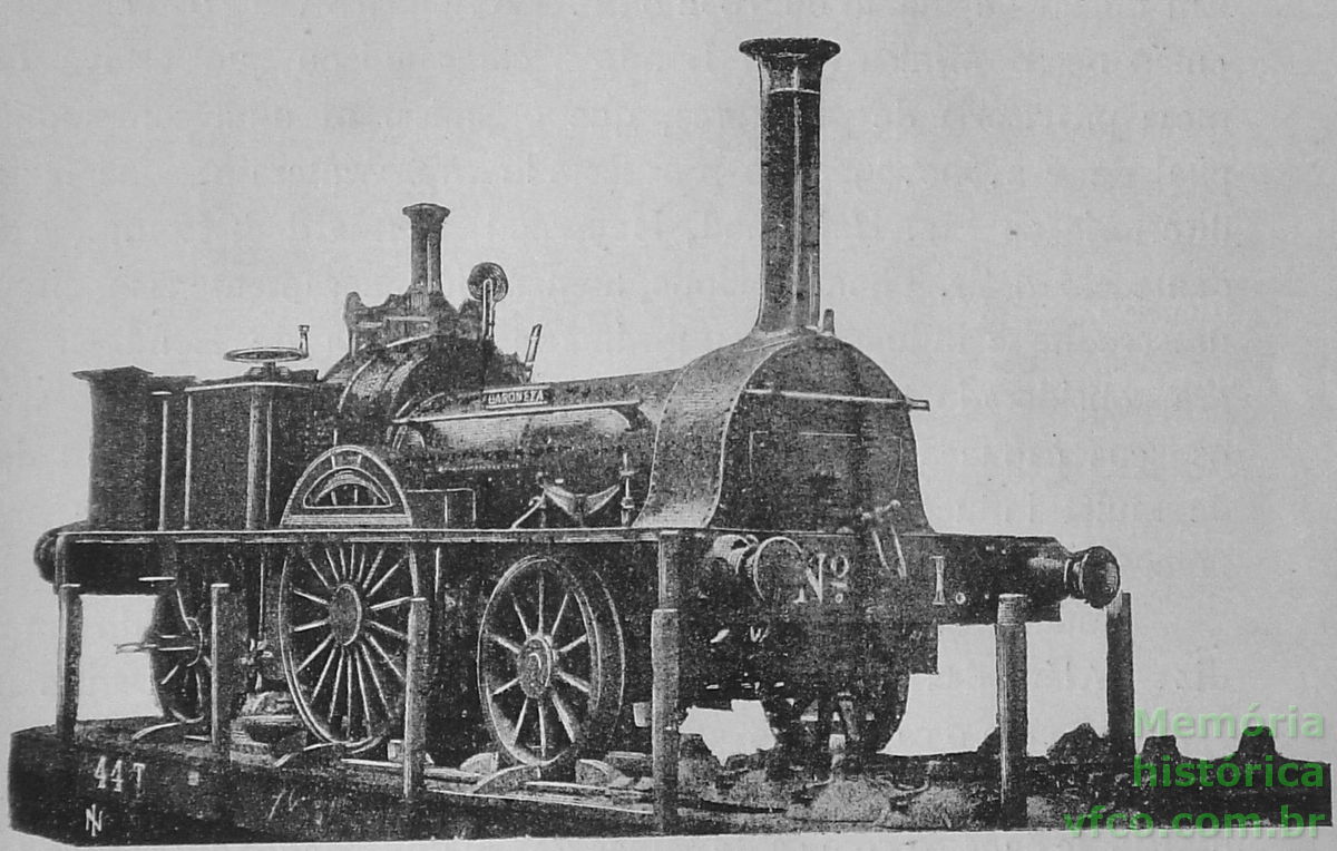 Locomotiva "Baronesa", considerada a primeira a rodar oficialmente numa ferrovia brasileira
