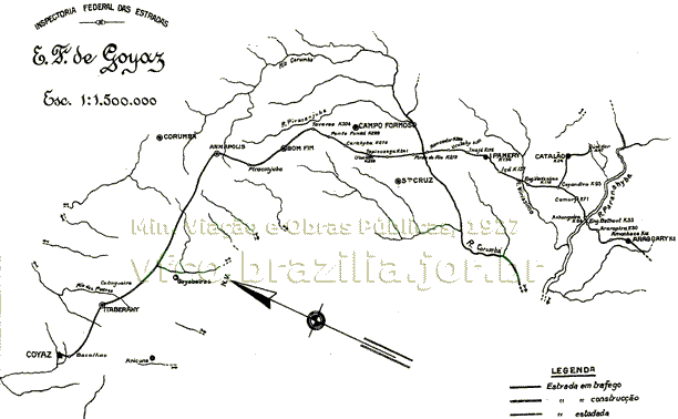 Mapa geral da Estrada de Ferro Goiás em 1927