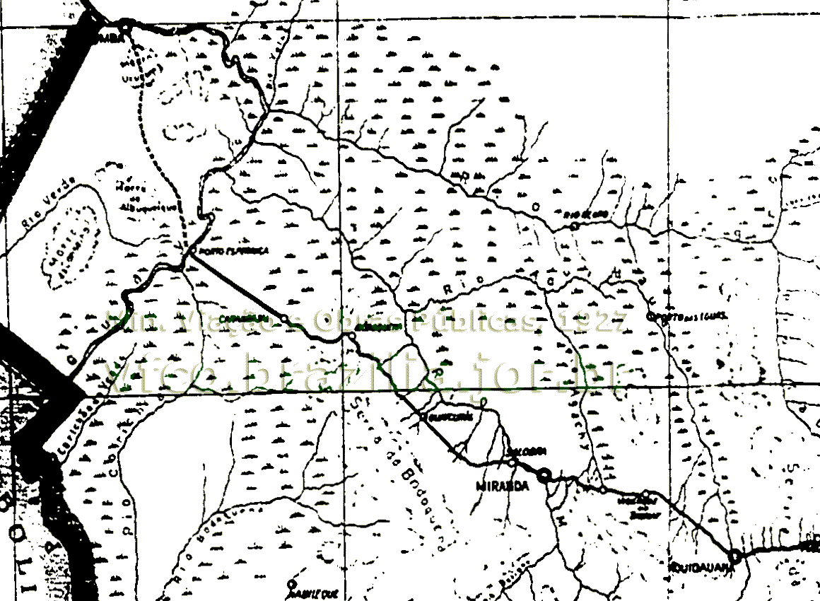 Mapa do Trecho Miranda - Corumbá da Estrada de Ferro Noroeste do Brasil em 1927