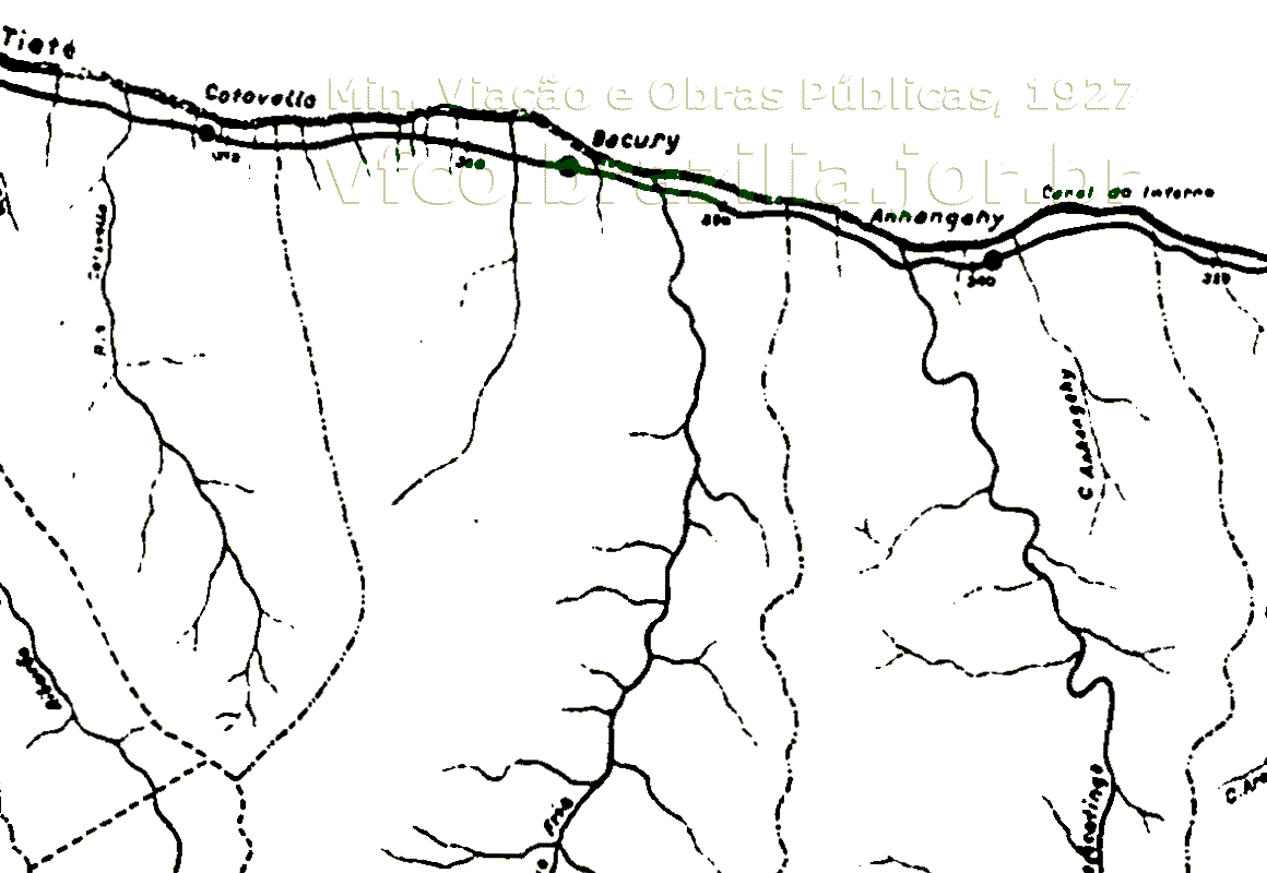 Mapa da antiga linha da Estrada de Ferro Noroeste do Brasil na região de Bacuri