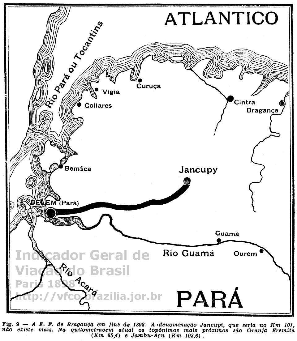 Mapa da Estrada de Ferro Bragança em 1898