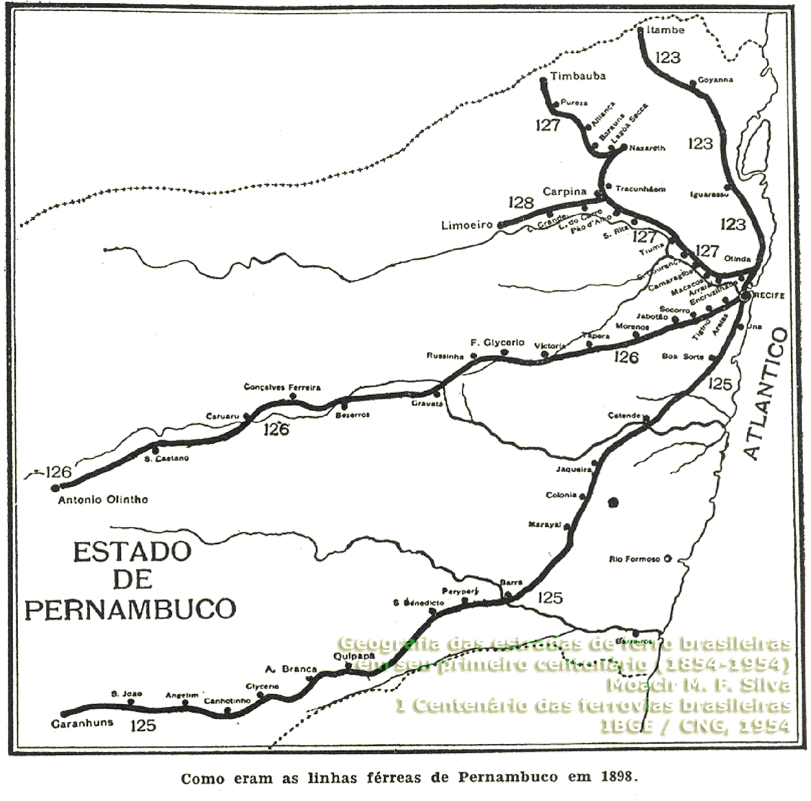 Mapa das estradas de ferro do Pernambuco em 1898