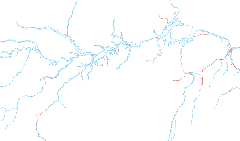 Mapa da Amazônia com as ferrovias atuais ou do passado