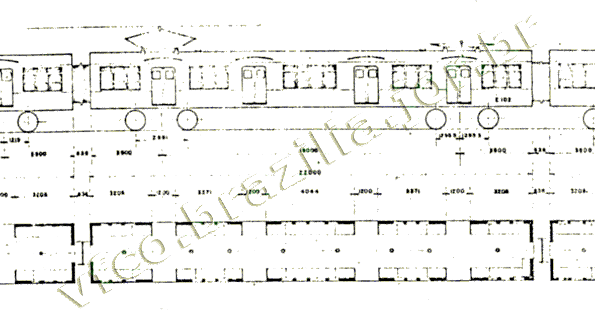 Desenho e medidas do trem Metropolitan Vickers - série 200 da Estrada de Ferro Central do Brasil - subúrbios do Rio de Janeiro - parte 2