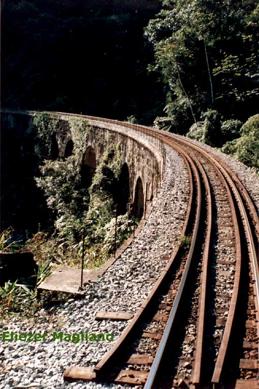 Viaduto ferroviário visto do trem turístico