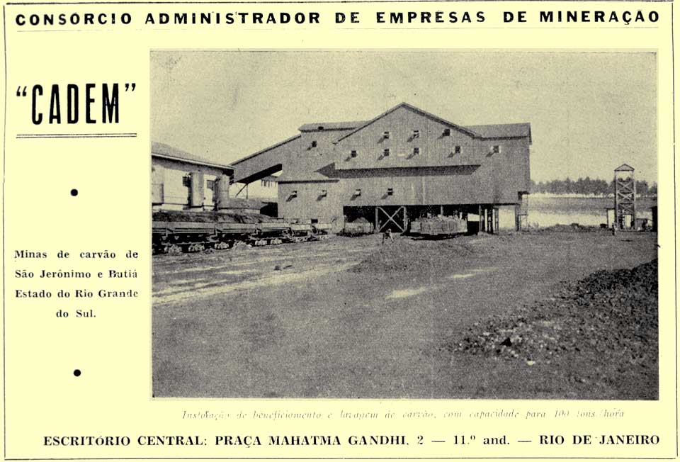 Anúncio do Cadem - Consórcio Administrador de Empresas de Mineração na Revista Ferroviária, Jul. 1949