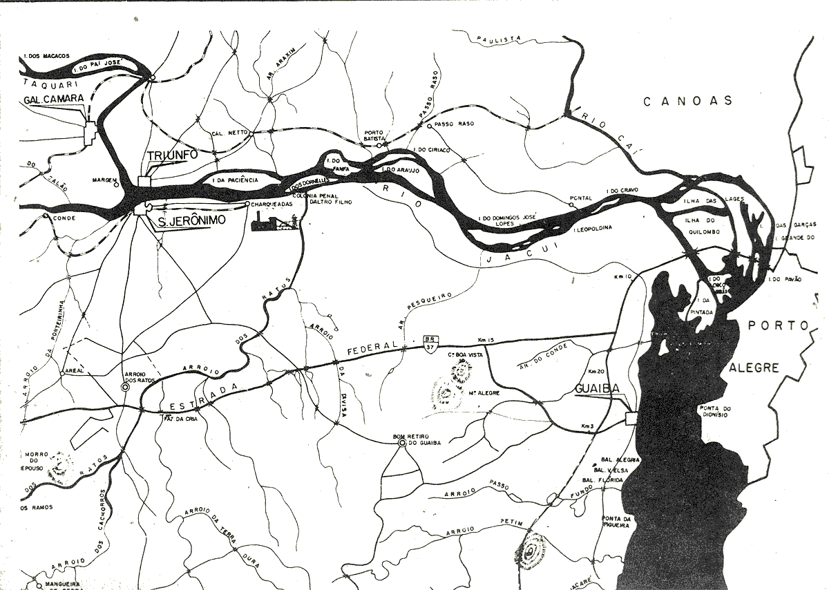 Mapa da Usina Termoelétrica de Charqueadas | Ferrovias do carvão no Rio Grande do Sul