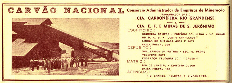 Propaganda do carvãoo nacional no Guia da Viação Férrea do Rio Grande do Sul, 1944