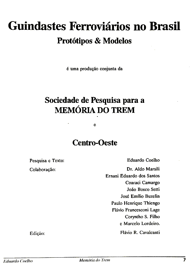 Colaboradores do livro "Guindastes ferroviários no Brasil", de 1994